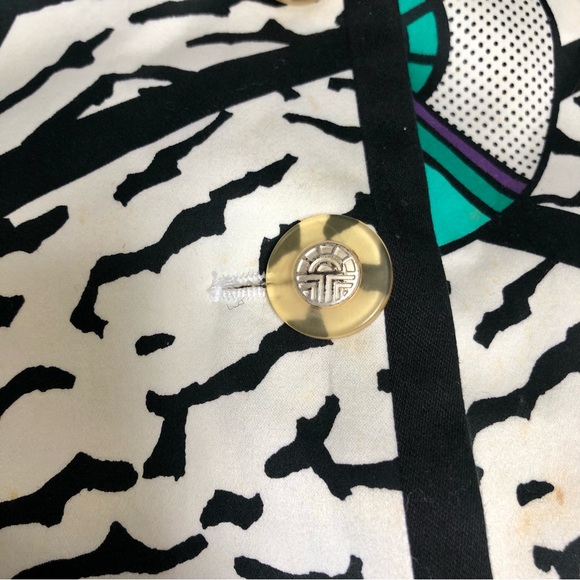 Vintage 80s Louis Feraud Multicolored Memphis Pattern Multicolor Blazer Jacket 6 - Picture 8 of 15